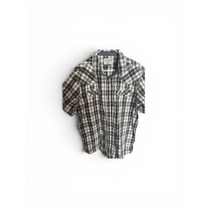 Cody James  2XLT Black White Plaid Pearl Snap Short Sleeve Western Shirt Tall